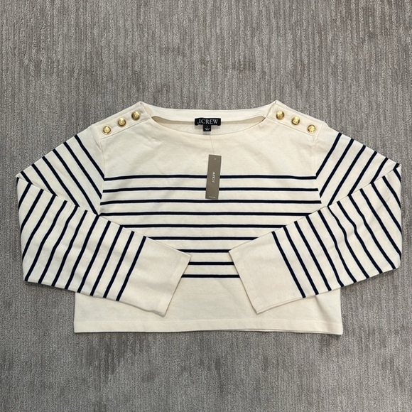 J. Crew Crop Boatneck Tee Stripe NWT - Picture 4 of 9